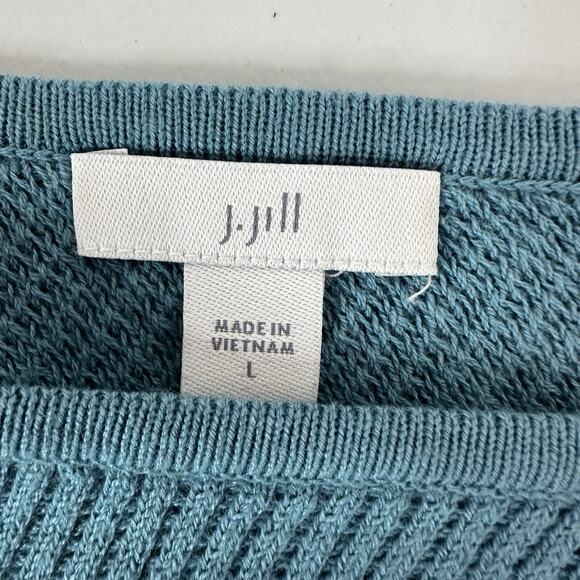 J Jill Sweater Womens Large Blue Knit Casual Textured Lounge Office Popover - Picture 6 of 11